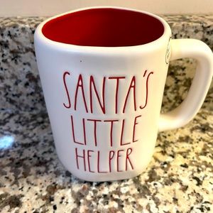 Rae Dunn Christmas Cup Mug Santa’s Little Helper White Dog Elf NEW Coffee